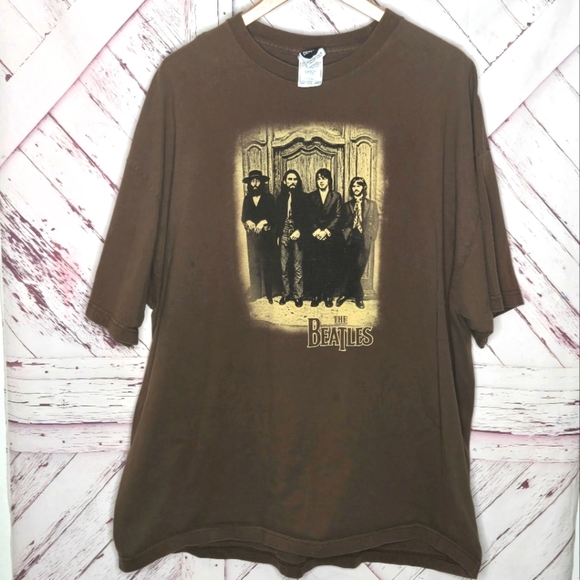 Vintage The Beatles Hey Jude Rustic Brown T-Shirt - Picture 1 of 4